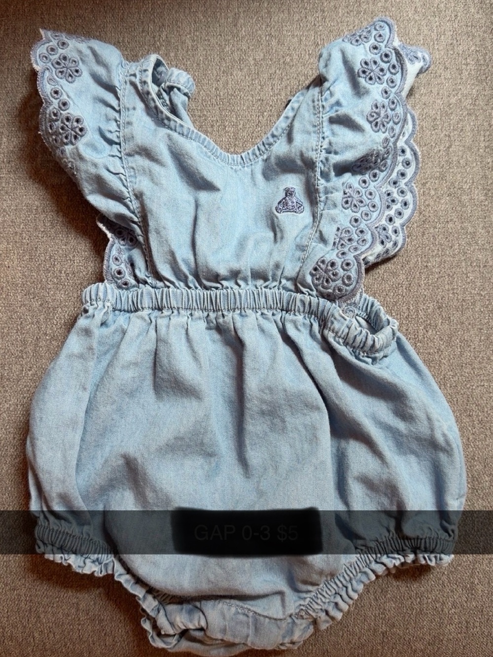 GAP Light Denim Blue Eyelet Romper